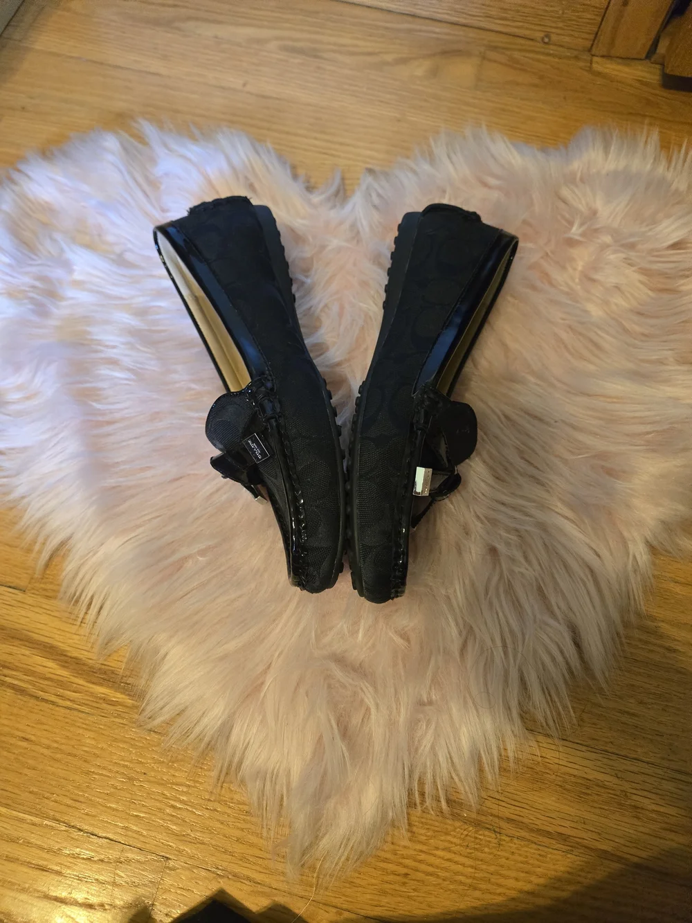 Coach Black Signature Patent Trim Loafers for Women - Picture 2 of 6